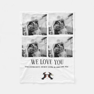 We Love you Modern Photo Collage Fleece Blanket