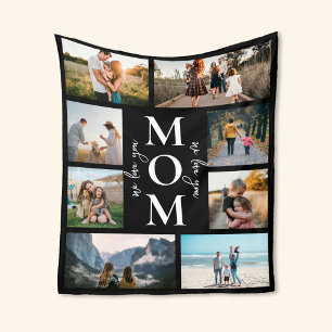 We Love You Mom Custom Photo Collage Mothers Day Fleece Blanket