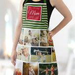 WE LOVE YOU MOM Family Photo Collage Christmas Apron<br><div class="desc">Perfect gift for Mother's Day,  Birthday,  or the Holidays: A modern,  sweet apron customised with ten of your personal favourite photos as well as a message,  names for the best mum ever. This is the Christmas Holiday green and red version.</div>