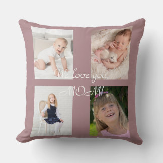 We Love You MOM Photo Collage Mother's Day Cushion
