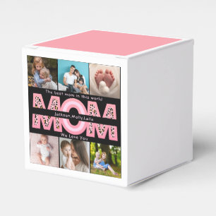 We Love You Mom Pink Minimalist 6 Photo collage Favour Box