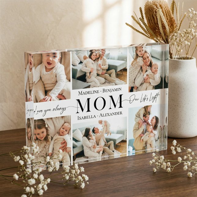 We Love You Mom Simple Mother Collage Keepsake Photo Block (We Love You Mom Simple Mother Collage Keepsake Photo Block)