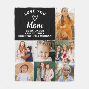 We Love You Mum Family Modern Photo Collage Fleece Blanket