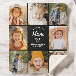 We Love You Mum Family Modern Photo Collage Sherpa Blanket