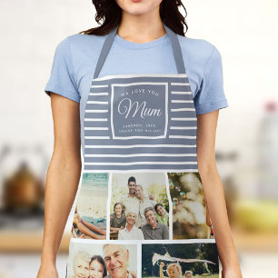 WE LOVE YOU MUM Family Photo Collage Script Modern Apron