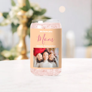 We Love You Mum Kid Names Photo Personalised Soda  Can Glass