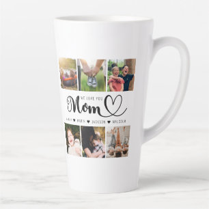 We Love You Mum Kids Names Photo Collage Latte Mug