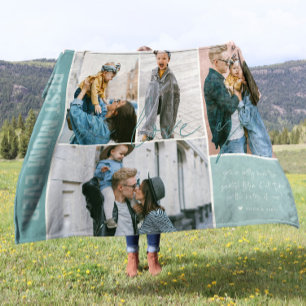 We Love You Mum Modern 4 Photo Collage Fleece Blanket