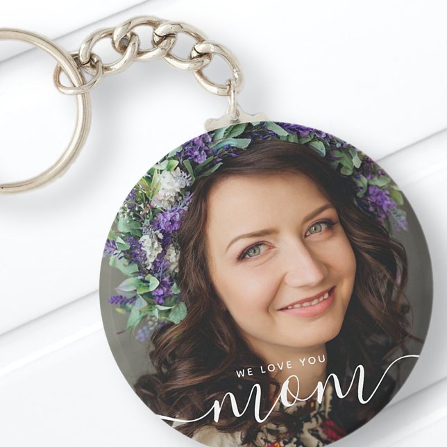 We Love You Mum Modern Classic Photo Key Ring (Creator Uploaded)
