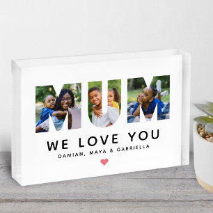 We Love You Mum Personalised Collage Photo Block