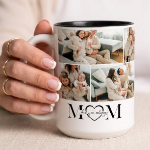 We Love You Mum Personalised Mother Photo Collage Two-Tone Coffee Mug