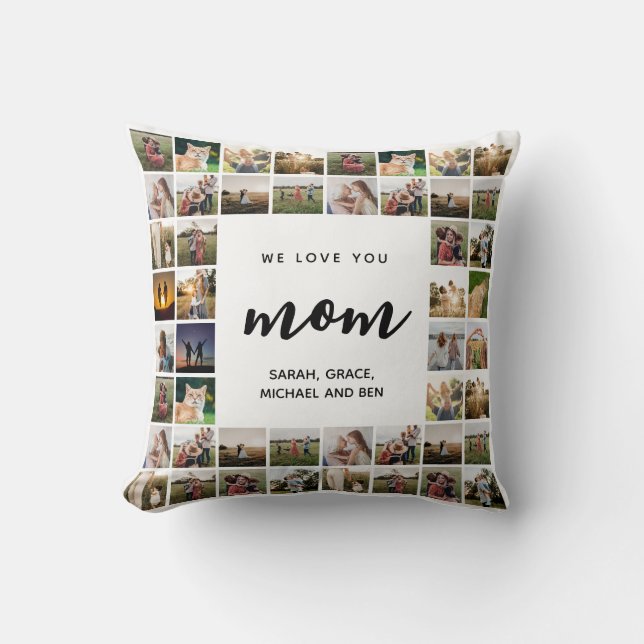 We Love You Mum Personalised Photo Collage  Cushion (Front)