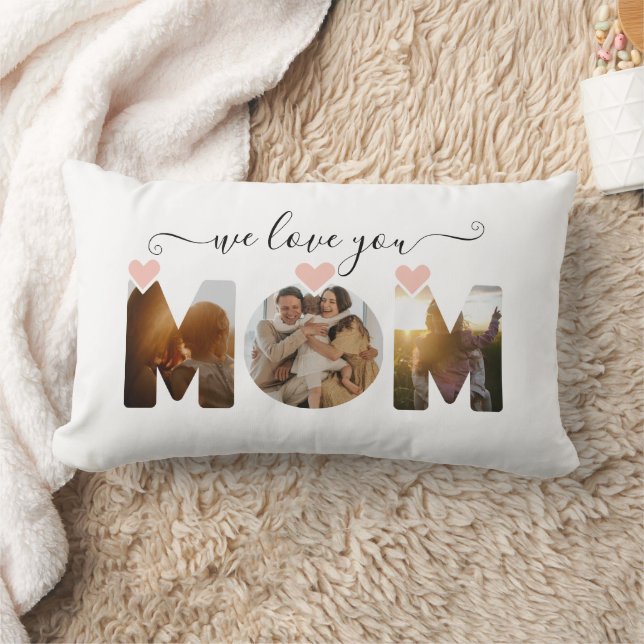 We Love You Mum Photo Collage Lumbar Cushion (Blanket)