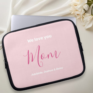 We Love You Mum Pink Minimalist  Laptop Sleeve