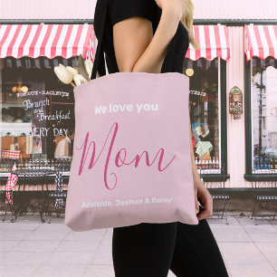We Love You Mum Pink Minimalist Tote Bag
