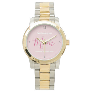 We Love You Mum Pink Minimalist Watch