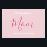 We Love You Mum Pink Minimalist  Wrapping Paper Sheet<br><div class="desc">We Love You Mum Pink Minimalist Design. Sweet, feminine, simple, modern and elegant typography. Text is "We love you", "Mum", and "Your Names". All the text can easily be changed to your own lovely messages. Order these pretty wrapping paper sheets today to express your love and thanks to your wife,...</div>