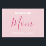 We Love You Mum Pink Minimalist  Wrapping Paper Sheet<br><div class="desc">We Love You Mum Pink Minimalist Design. Sweet, feminine, simple, modern and elegant typography. Text is "We love you", "Mum", and "Your Names". All the text can easily be changed to your own lovely messages. Order these pretty wrapping paper sheets today to express your love and thanks to your wife,...</div>