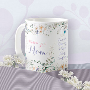 We Love You Mum Romantic Floral Watercolor Violet Coffee Mug