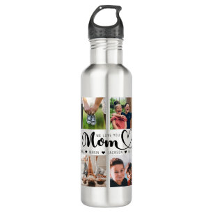 We Love You Mum Script Kids Names Photo Collage 710 Ml Water Bottle