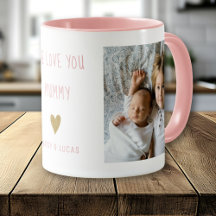 We Love You Mummy 2 Photo Personalised Pink
