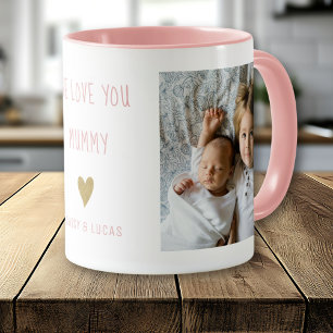 We Love You Mummy 2 Photo Personalised Pink Mug