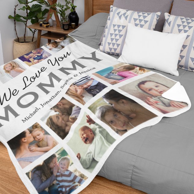 We Love You Mummy Photo Collage Fleece Blanket (Creator Uploaded)