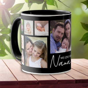 We Love You Nana 13 Photo Collage Black Mug