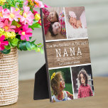 We Love You Nana 4 Photo Collage Wood Plaque<br><div class="desc">A rustic photo collage gift for your favourite Nana personalised with names of grandchildren.</div>