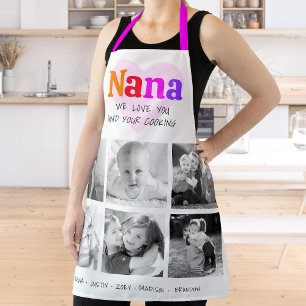 We Love You Nana Colourful Rainbow 6 Photo Collage Apron