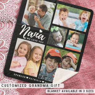 We Love You Nana Grandkids Names 6 Photo Collage  Sherpa Blanket