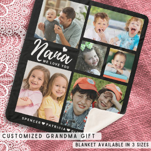 We Love You Nana Grandkids Names 6 Photo Collage  Sherpa Blanket