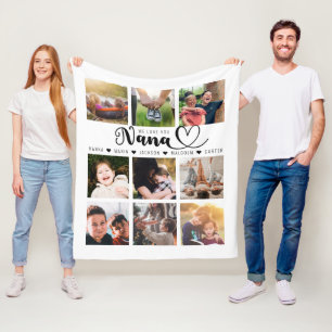 We Love You Nana Grandkids Names Photo Collage Fleece Blanket