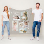 We Love You Nana Grandkids Photo Collage Keepsake Fleece Blanket<br><div class="desc">Simple and so sweet and thoughtful, this custom blanket says "We Love you Nana" in trendy modern typefaces along with the children's names. A stylishly arrange collage that includes 5 of your chosen photos makes a wonderful keepsake to treasure through the years. Handdrawn doodle hearts accent the design to add...</div>