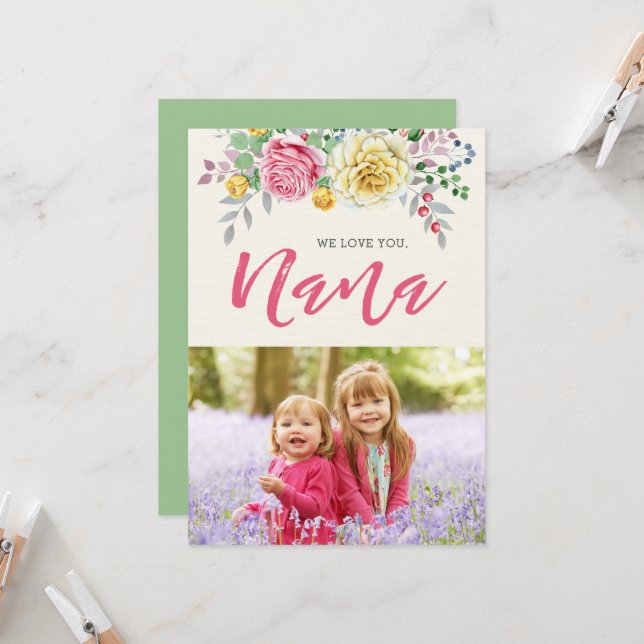 We Love You Nana | Photo Mother's Day Flat Card (Front/Back In Situ)
