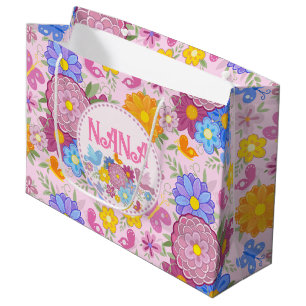 We Love You Nana wildflowers BOHO Personalised Large Gift Bag