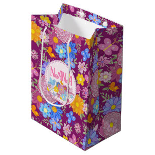 We Love You Nana wildflowers BOHO Personalised Medium Gift Bag