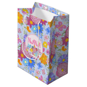 We Love You Nana wildflowers BOHO Personalised Medium Gift Bag