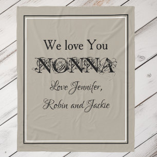 'We Love You Nonna' Custom Names Gorgeous Beige Fleece Blanket