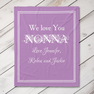 "We Love You NONNA" Personalised Mauve Fleece Blanket
