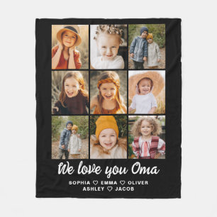 We Love You Oma Family Modern Photo Collage Fleece Blanket
