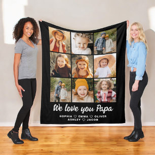 We Love You Papa Family Instagram Collage Photos Fleece Blanket