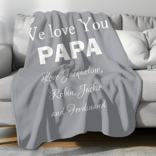 We Love You Papa Script Kids Name Simple Modern Fleece Blanket