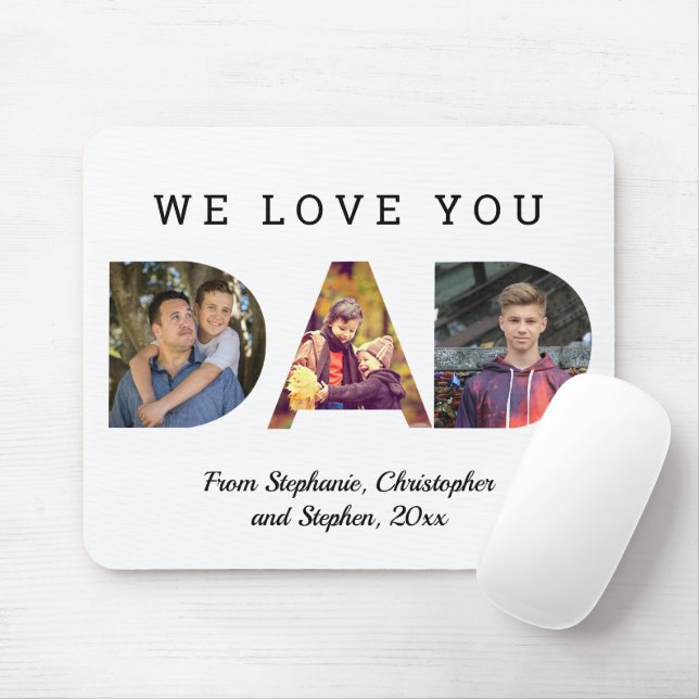 We Love You Personalised 3-Photo DAD Father's Day Mouse Pad (With Mouse)