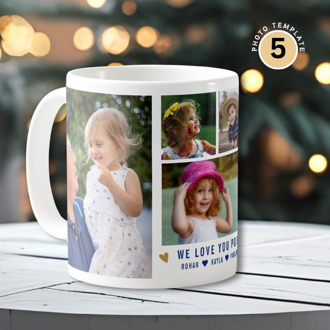 We Love You Pop Grandkids Names 5 Photo Collage    Coffee Mug (Creator Uploaded)
