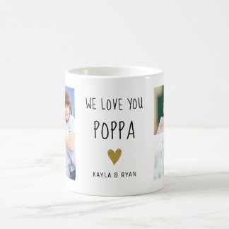 We Love You Poppa 3 Photo Collage Grandpa Coffee Mug