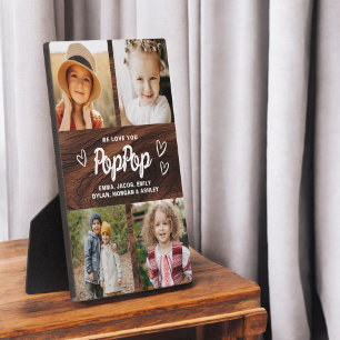 We Love You PopPop Rustic Wood Photo Collage Plaque