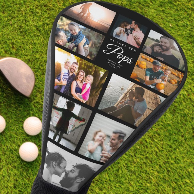 We Love You Pops Family Photo Collage Sports Fan Golf Head Cover (Creator Uploaded)