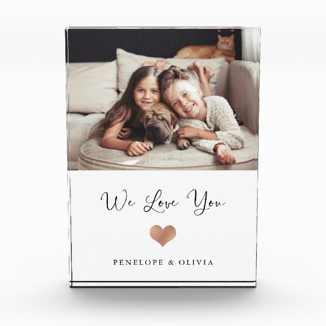 We Love You | Script and Heart Photo Block (Front)