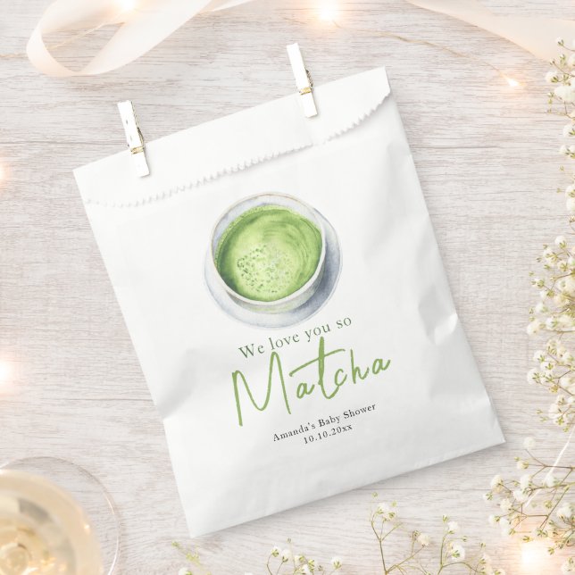 We love you so Matcha Baby Shower Favour Bags (Clipped)